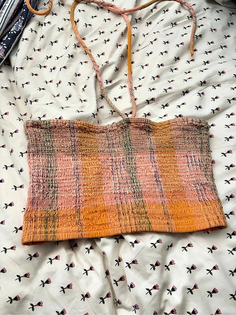 Universal Thread Plaid Crop Top in Orange & Pink Size Small